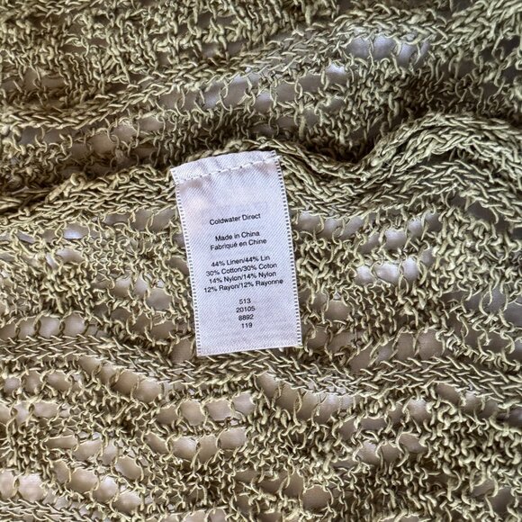 NWT Coldwater Creek Women’s Linen/Cotton Crochet Sweater Shrug, Light Vine, PXL - Picture 9 of 10